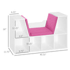HOMCOM 6-Cubby Bookcase with Seat Cushion - Pink-2 top shelves offer you extra space for lamp or clocks
