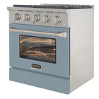Kucht 30" KNG Series Pro Style Natural Gas Range - Stainless Steel/Light Blue-Sealed burners make the range easy to clean