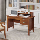 HOMCOM 47.25" Computer Desk with Storage Hutch - Brown-Cable management hole to keep the tabletop neat and clean