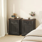 HOMCOM Side Table- Black - Set of 2-Features a drawer and cabinet, offering ample space for organized storage