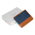 Champs - Portefeuille Bi-Fold en Cuir Denim - Beige/Bleu-2 pochettes latérales
