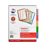 Staples - Ensemble de Séparateurs en plastique pour étiquettes Better Print & Apply, 5 onglets, Couleurs Assorties-Les séparateurs à onglets fixes vous permettent d’organiser vos projets, vos documents personnels et plus encore