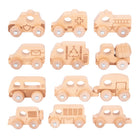 TickiT - Véhicules en bois naturel - Ensemble de 12-12 Véhicules - Cet ensemble comprend 12 véhicules en bois de hêtre massif avec des roues rotatives. Utilisez cet ensemble de jouets en bois dans un petit monde ou un jeu imaginatif. Et apprenez-en plus sur les voyages et les services communautaires