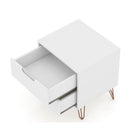 Manhattan Comfort - Rockefeller Table de nuit 2 tiroirs style mi-siècle moderne 51 cm - Blanc - Lot de 2-Parfait pour le rangement ou l’exposition d’objets