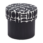 Zuo Boto Storage Ottoman - Black/White-Rubber feet help prevent floor scratches