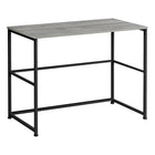 Monarch Specialties 7778 40" Computer Desk - Grey/Black Metal-Spacious desktop in a chic grey wood-look laminated finish