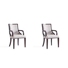 Manhattan Comfort Grand 22.5" Traditional Faux Leather Upholstered Dining Armchair - Light Grey - Set of 2-Traditional Dining Armchair for Dining Room Use. Set of 2