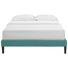 Modway Tessie Fabric Full Bed Frame with Squared Tapered Legs - Teal-Non-Marking Foot Glides