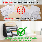 ShoppingAll 4-Tier Desktop or Wall-Mount Mesh File Sorter & Magazine Rack - Letter/A4 - Black-Built from industrial-grade black steel wire mesh that is sturdy, lightweight, and scratch-resistant, offering a modern look that blends seamlessly with any office decor.