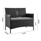 Manhattan Comfort - Ensemble de conversation moderne Imperia pour patio, 4 personnes, avec table basse - Noir et gris - Ensemble de 4-Dimensions de la table basse : 80 cm de longueur, 48 cm de profondeur, 39 cm de hauteur
