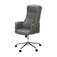 Monarch Specialties 7375 Ergonomic Leather-Look Office Chair - Grey-This modern grey leather-look office chair features a high back design and plush foam cushioning, ensuring you stay comfortable during long work hours