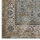 Modway Hisa Distressed Vintage Floral Lattice Area Rug - 5 ft W x 8 ft L - Silver Blue Beige/Brown-Stain Resistant / Easy To Clean