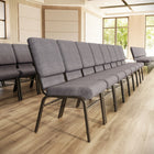 Flash Furniture - Chaise d'église de la série HERCULES de 18,5 po de largeur en tissu gris avec étagère à livres-Capacité de poids de 800 lb