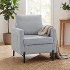 HOMCOM Modern Accent Chair with Metal Legs and Thick Cushion for Bedroom - Light Grey-Deep foam padding all over with spring pack inside to sink in comfortably
