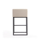 Manhattan Comfort - Tabouret de bar Embassy 21" style milieu du siècle moderne, revêtement en similicuir crème et noir, lot de 2-Hauteur du siège : 29 po