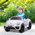 Qaba 12V Volkswagen Beetle Licensed Kids Electric RC Car - White-Dual 12V motors brings a powerful and smooth ride 