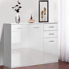 HOMCOM 41.75" L High Gloss Sideboard with 2 Drawers and 3 Doors - White-Made of durable and eco-friendly particle board for durability and easy maintenance 