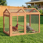 PawHut Wooden Chicken Run, Outdoor Chicken Coop with Perch and Dual Doors-Modular design with a removable side door for easy space expansion