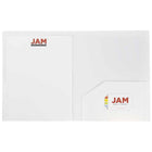 JAM Paper - Chemises scolaires à deux pochettes en plastique robuste - blanc - Paquet de 6-Quantité : 6 dossiers par paquet | Un pour chaque sujet et projet