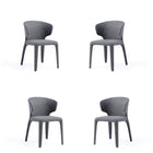 Manhattan Comfort - Ensemble de 4 chaises de salle à manger Conrad 52 cm style mid-century modern, revêtement en tweed tissé gris-Chaise de salle à manger style milieu du siècle pour usage en salle à manger lot de 4