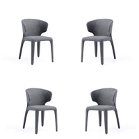 Manhattan Comfort - Ensemble de 4 chaises de salle à manger Conrad 52 cm style mid-century modern, revêtement en tweed tissé gris-Chaise de salle à manger style milieu du siècle pour usage en salle à manger lot de 4