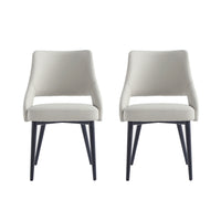 Manhattan Comfort Tremont 21.7" Modern Leatherette Upholstered Dining Chair - Stone - Set of 2-Modern Dining Chair for Dining Room and Task Use. Set of 2