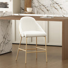 Manhattan Comfort - Gracie tabouret de comptoir moderne de 22" en similicuir blanc et or-Le cadre et les pieds sont dotés d’un choix d’acier noir entièrement soudé ou d’acier inoxydable doré