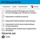 HP - Imprimante tout-en-un OfficeJet 8015e avec 6 mois d'encre instantanée en prime avec HP+-6 MOIS D’IMPRESSION INCLUSE - Inscrivez-vous au service de livraison Instant Ink pour recevoir de l’encre directement à votre porte avant que vous n’en ayez plus. Après six mois, des frais mensuels s’appliquent, à moins d’annulation, et vous économiserez jusqu’à 50 %.