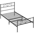 HOMCOM - Cadre de lit plateforme en métal taille twin avec tête de lit - noir-La structure silencieuse vous offre une atmosphère de sommeil de qualité 