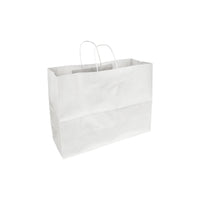 Eddie's Recycled Shopper Paper Bag - 16" x 6" x 12" - White - 100 Pack-Our white kraft paper shoppers are 120 gsm