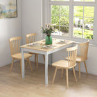HOMCOM - Table de cuisine style ferme avec cadre en bois pour salle à manger - bois naturel-Taille pour quatre personnes, idéale pour votre cuisine et salle à manger 