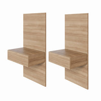 Nexera Milano Floating Nightstand Extension Panel - Brown Oak-Functional and stylish headboard panels with floating integrated nightstands: maximizes space in the bedroom while enhancing the bed's modern aesthetic