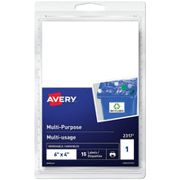 Avery White Print or Write Removable Rectangular Multiuse Labels, 4" x 6", 15 Pack, (2317)-Removable labels offer the convenience of labeling boxes, envelopes, packages and more with the freedom to change, revise and update materials as content changes.