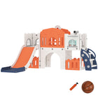 Qaba - Toboggan 7 en 1 pour enfants avec panier de basket, grimpeur, télescope, tunnel, volant, allée - orange-Conception 7 en 1 offrant plusieurs options de jeu 