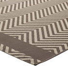 Modway Optica Chevron With End Borders Indoor/Outdoor Area Rug - 8 ft W x 10 ft L - Light/Dark Beige-Stain Resistant / Easy To Clean