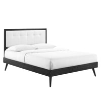 Modway - Willow Bois Lit à plateforme complet avec pieds écartés, Noir Blanc-Cadre complet de plate-forme