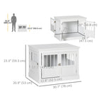 PawHut 31" Dog Crate End Table with Three Doors - White-Rails ensure a comfortable airflow for your pet 