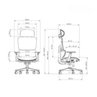Kopplen - Chaise de bureau ergonomique à dossier haut en polyester-Dossier réglable en hauteur avec 5 positions de verrouillage.