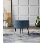 Manhattan Comfort Bailey 18.11" Mid-Century Modern Polyester Blend Upholstered Ottoman - Blue with Black Legs-Solid Wood Frame for Durability and Functionality
