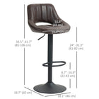 HOMCOM Adjustable Counter Height Swivel Bar Stools - Brown - 2 Pack-Channel tufts and undercut design make a distinctive statement in any setting
