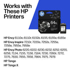 HP 64 Tri-color & Black Original Ink, 2 Pack (X4D92AN#140)-Page Yield: Black 200 / Colour 165