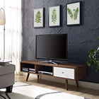 Modway Transmit 55" TV Stand - Walnut White-Full-Extension Glide Drawer