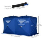 Outsunny 5-8 Person Pop-up Ice Fishing Shelter Tent - Blue-300D waterproof oxford fabric  