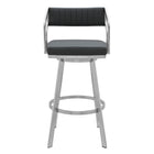 Armen Living - Capri Tabouret de Bar Moderne Pivotant de 66 cm de Hauteur de Comptoir en Métal et Similicuir Gris Ardoise-55,9 cm L x 53,3 cm l x 91,4 cm H