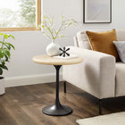 Modway Lippa 20" Round Faux Travertine Side Table - Black Travertine-Round End Table