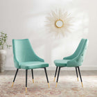 Modway Adorn Performance Velvet Dining Side Chair - Mint - 2 Pack-Performance Velvet Polyester Upholstery
