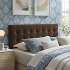 Modway Lily Stain-Resistant Performance Velvet Queen Size Headboard - Chocolate Brown-Biscuit Tufted Design