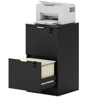 HOMCOM 2-Drawer Fluted Vertical Letter/A4 Filing Cabinet with Lock - Black-Two file drawers fit A4 or letter-size folders
