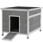 PawHut - poulailler pour canards, clapier à lapin en bois avec toit ouvrant-Le toit ouvrant et le plancher amovible simplifient le nettoyage 