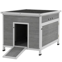PawHut - poulailler pour canards, clapier à lapin en bois avec toit ouvrant-Le toit ouvrant et le plancher amovible simplifient le nettoyage 